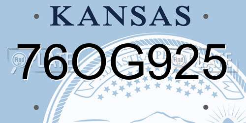 76OG925 Kansas License Plate