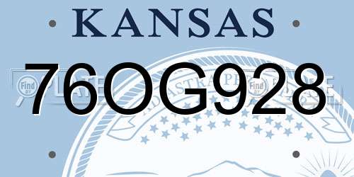 76OG928 Kansas License Plate