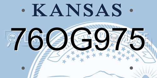 76OG975 Kansas License Plate