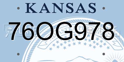 76OG978 Kansas License Plate