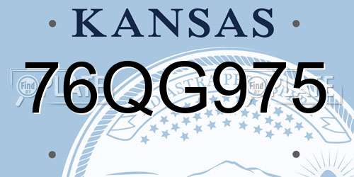 76QG975 Kansas License Plate