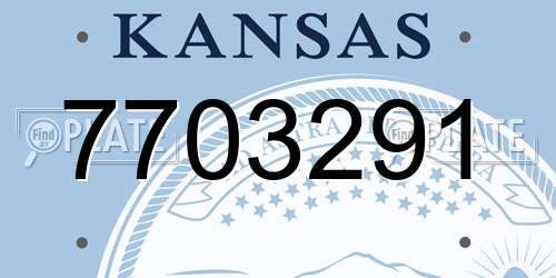 7703291 Kansas License Plate