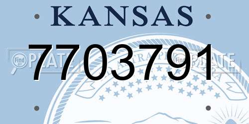 7703791 Kansas License Plate
