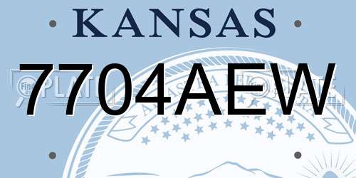 7704AEW Kansas License Plate