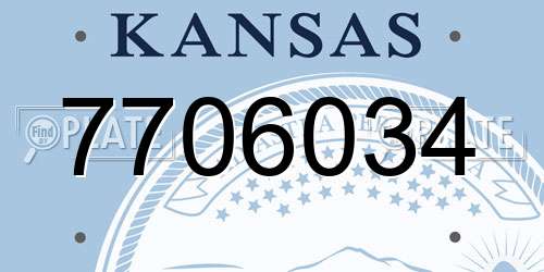 7706034 Kansas License Plate