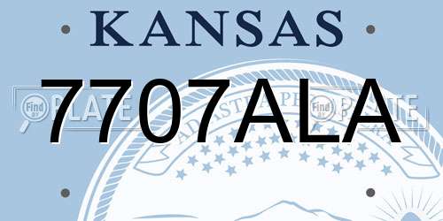 7707ALA Kansas License Plate