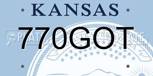 770GOT Kansas License Plate