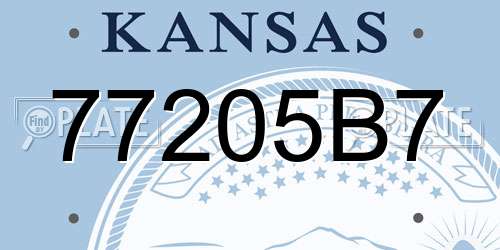 77205B7 Kansas License Plate