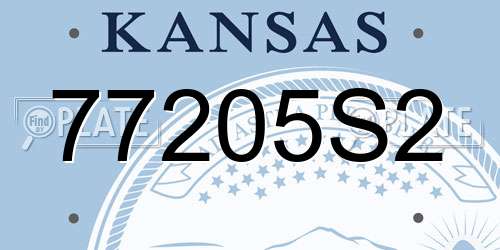 77205S2 Kansas License Plate