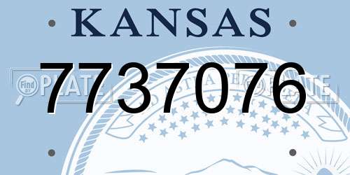 7737076 Kansas License Plate