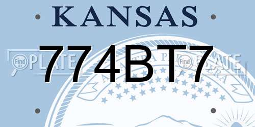 774BT7 Kansas License Plate