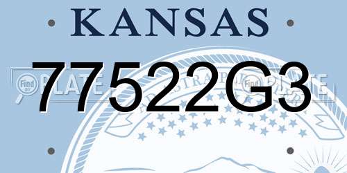 77522G3 Kansas License Plate