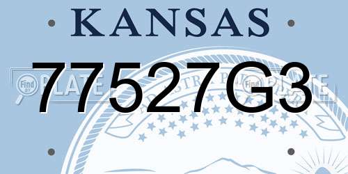 77527G3 Kansas License Plate