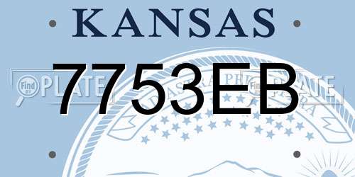 7753EB Kansas License Plate