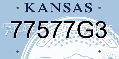 77577G3 Kansas License Plate