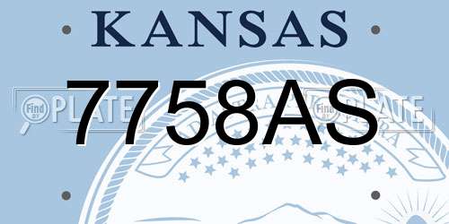 7758AS Kansas License Plate