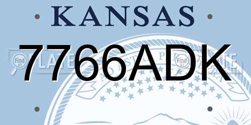 7766ADK Kansas License Plate