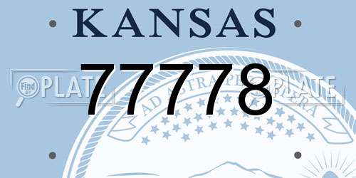 77778 Kansas License Plate