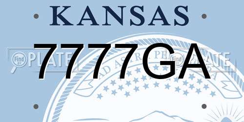 7777GA Kansas License Plate