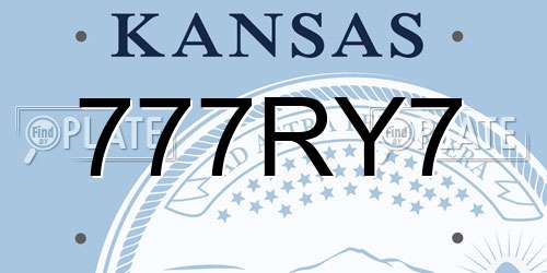 777RY7 Kansas License Plate