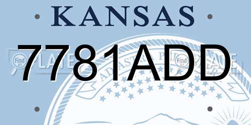 7781ADD Kansas License Plate