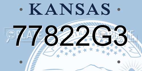 77822G3 Kansas License Plate