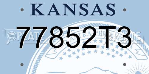 77852T3 Kansas License Plate