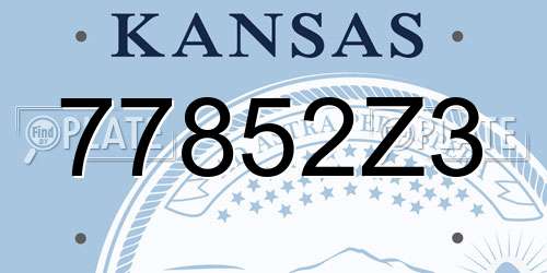 77852Z3 Kansas License Plate