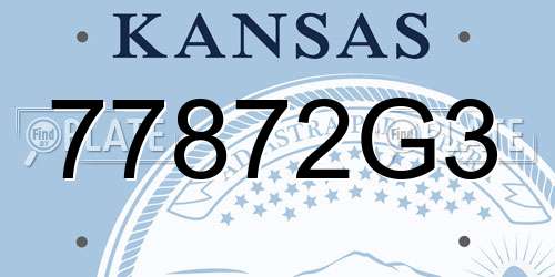 77872G3 Kansas License Plate