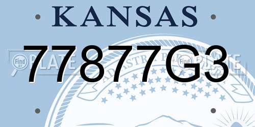 77877G3 Kansas License Plate