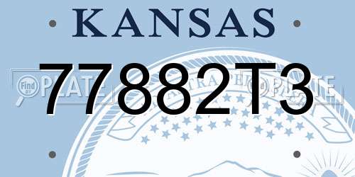 77882T3 Kansas License Plate