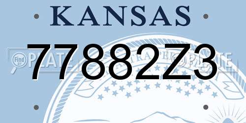 77882Z3 Kansas License Plate