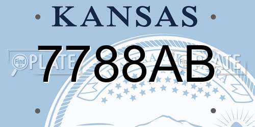 7788AB Kansas License Plate
