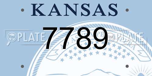7789 Kansas License Plate