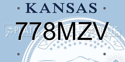 778MZV Kansas License Plate