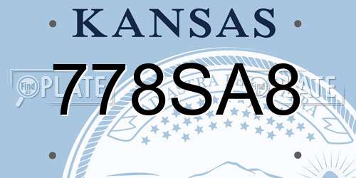 778SA8 Kansas License Plate
