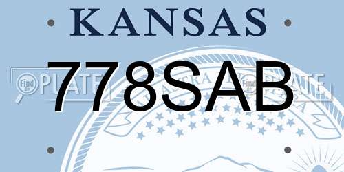 778SAB Kansas License Plate