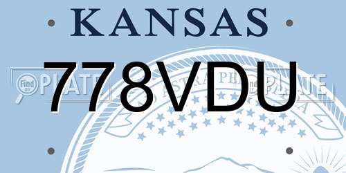 778VDU Kansas License Plate