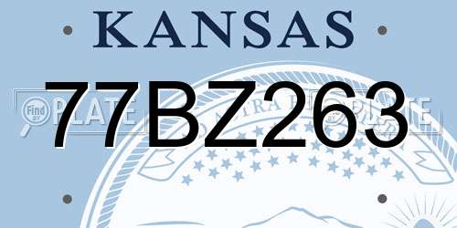 77BZ263 Kansas License Plate