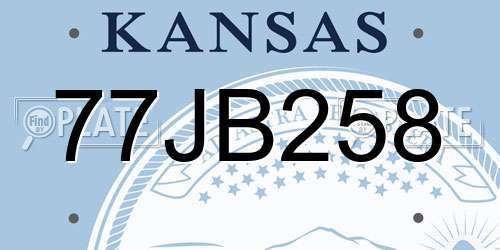 77JB258 Kansas License Plate