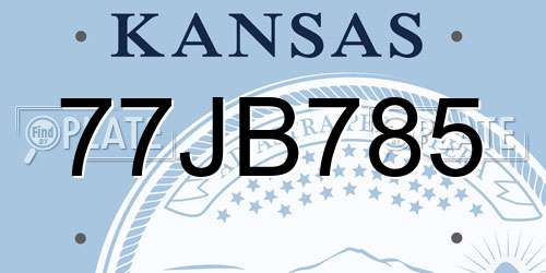 77JB785 Kansas License Plate
