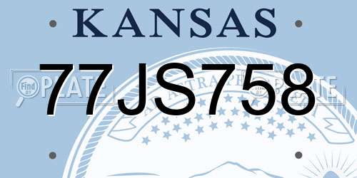 77JS758 Kansas License Plate