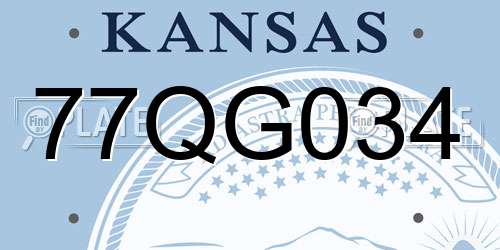 77QG034 Kansas License Plate