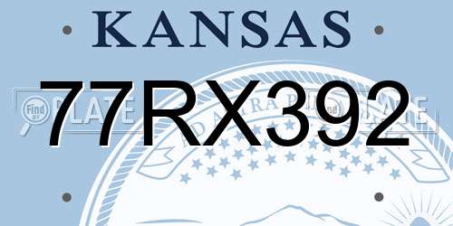 77RX392 Kansas License Plate