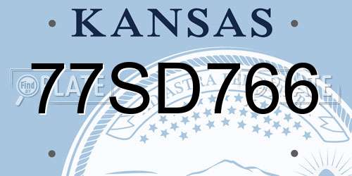 77SD766 Kansas License Plate