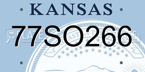 77SO266 Kansas License Plate