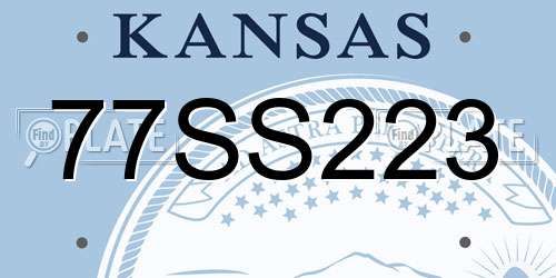 77SS223 Kansas License Plate