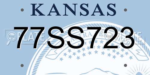 77SS723 Kansas License Plate