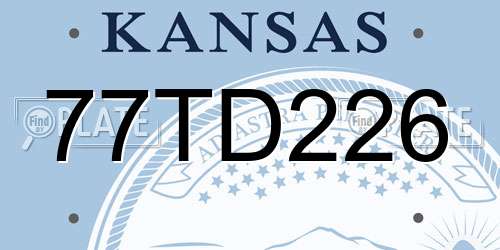 77TD226 Kansas License Plate