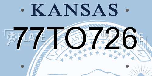 77TO726 Kansas License Plate